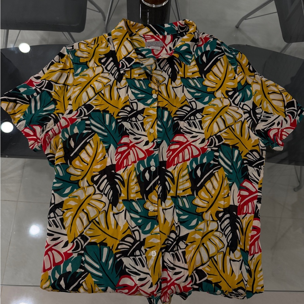 Zara Multicolor Leaf Print Shirt